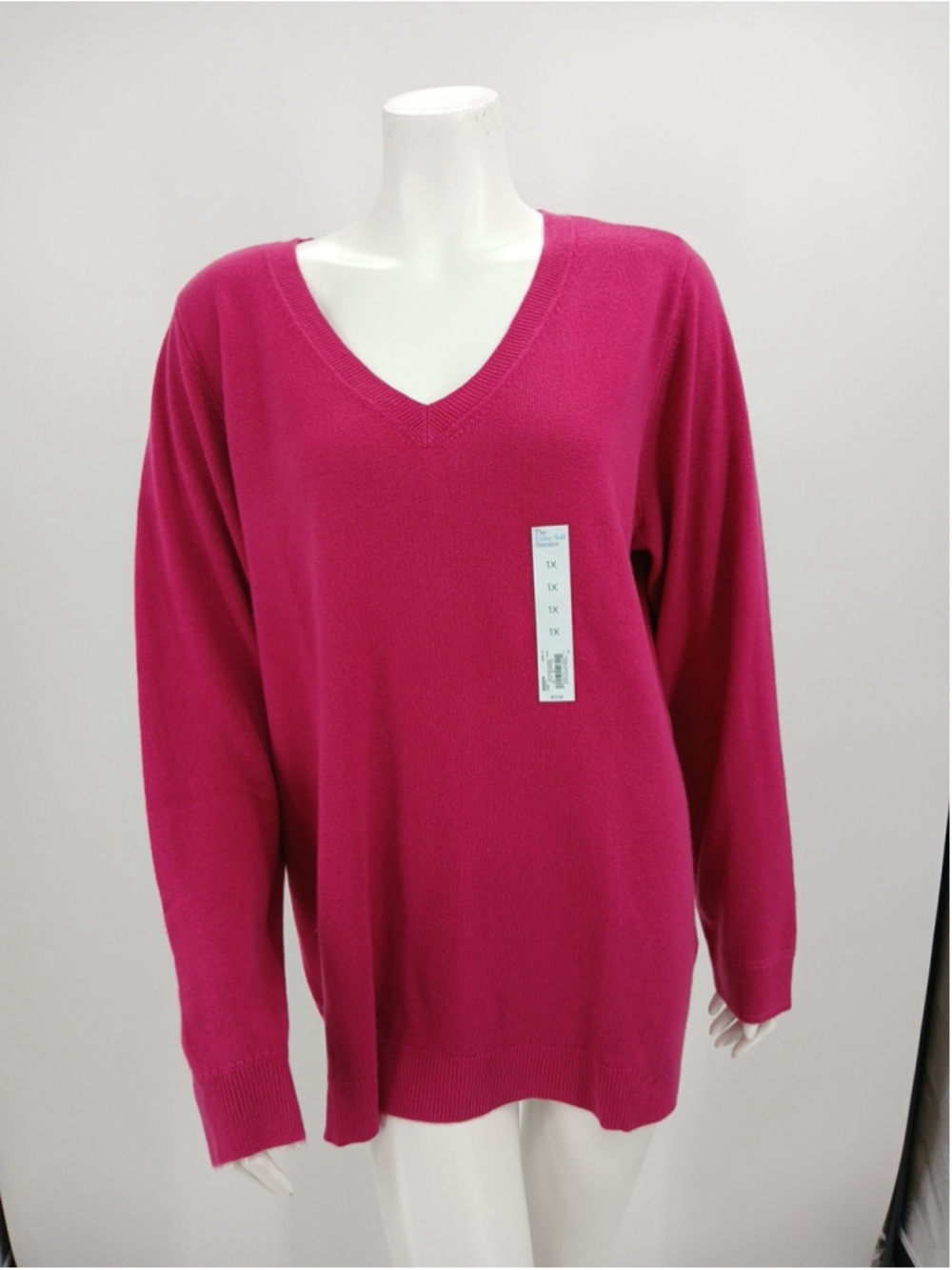 Women's Croft & Barrow Plus Size Extra-Soft V-Neck Pink Sweater NEW 1X
